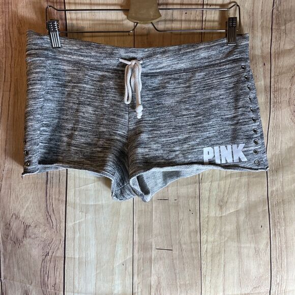 Victorias Secret PINK side metal BLING Shorts Marled White beach coverup pool S - Picture 1 of 9